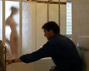 behind shower door!